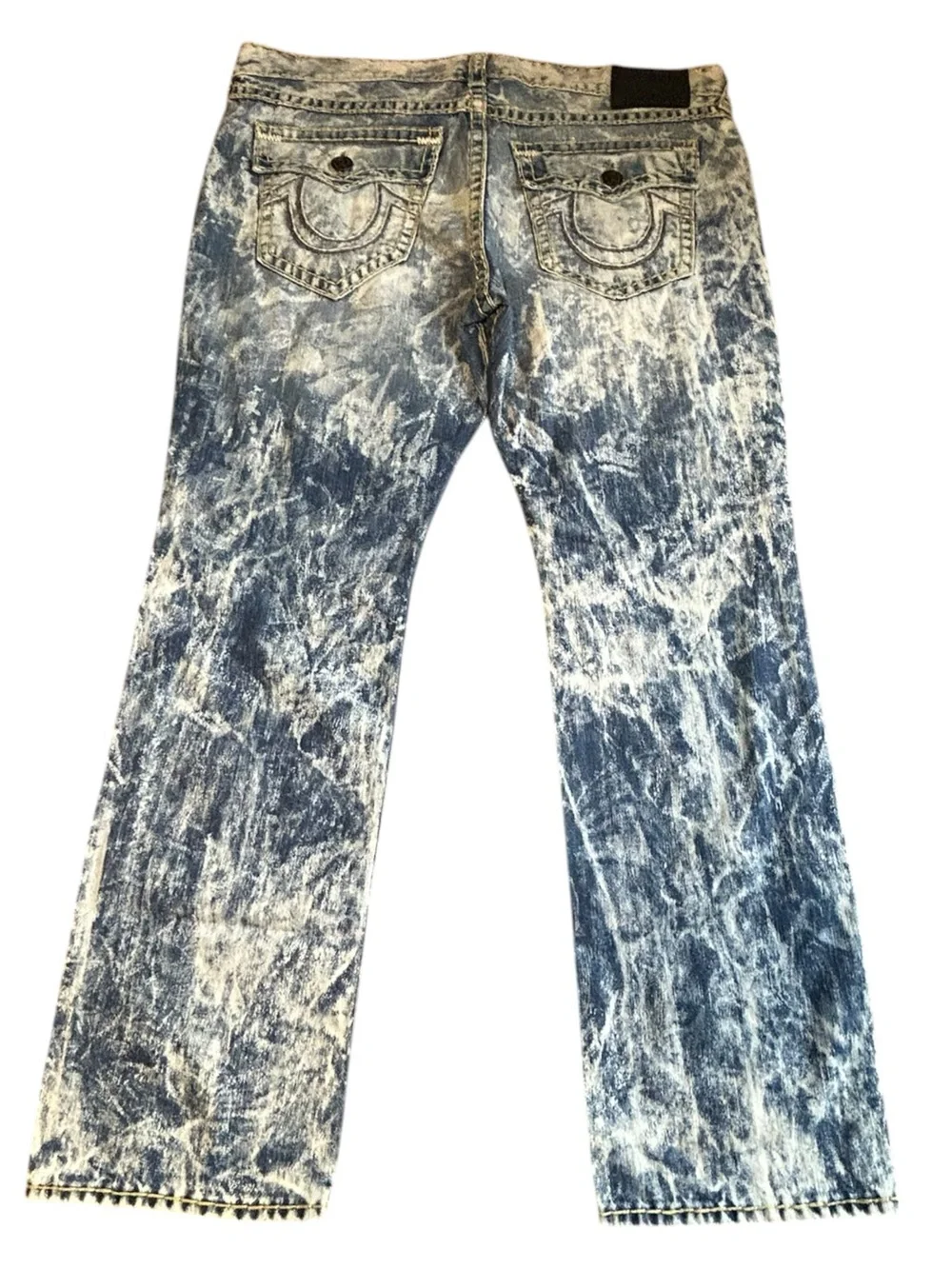 True Religion Ricky Super T White Tide Acid Wash Distressed Jeans Size 42